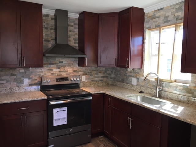 Completed Kitchen Remodel Cabinets Backs Plash Tiling And